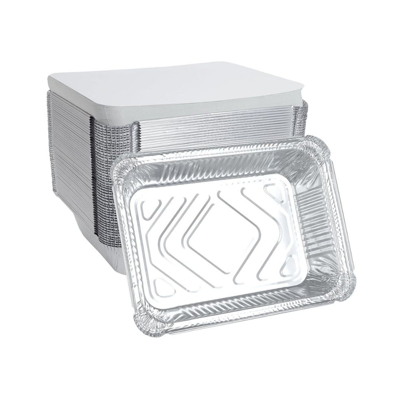 Pack of 50 Aluminum Pans with Lids