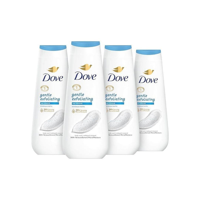 4 Bottles of Dove Body Wash Gentle Exfoliating With Sea Minerals
