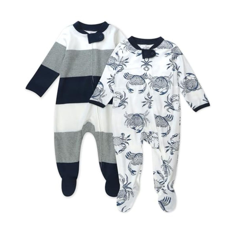Set Of 2 HonestBaby Sleep And Play Footed Pajamas Jumpsuits