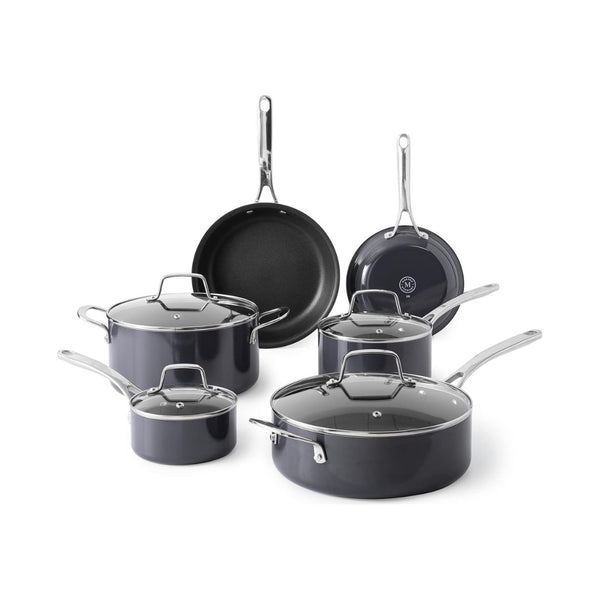 10 Piece Martha Stewart Nonstick Enamel Aluminum Pots and Pans Cookware Set