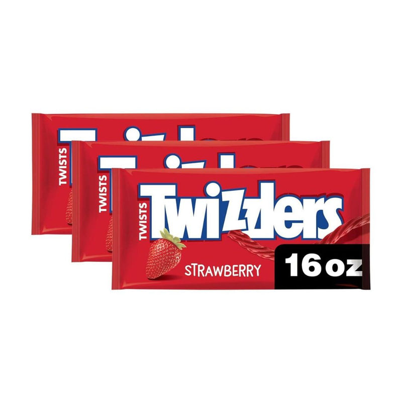 Pack of 3 TWIZZLERS Twists Strawberry Flavored Licorice Style, 16 oz