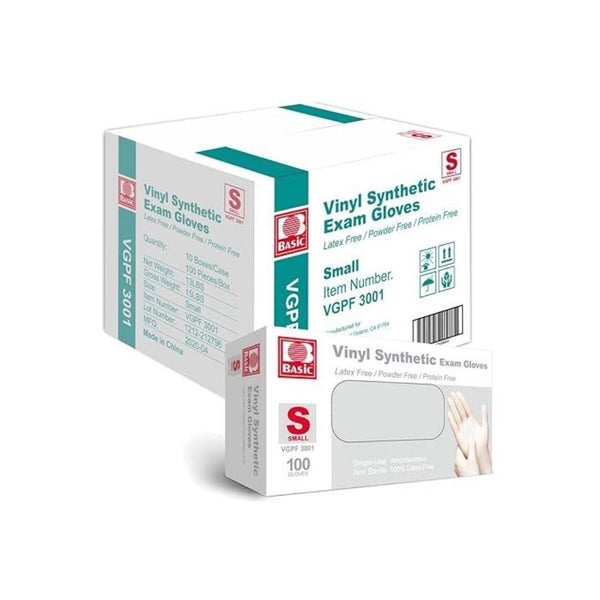 Case of 1,000 Basic Medical Clear Vinyl Exam Gloves
