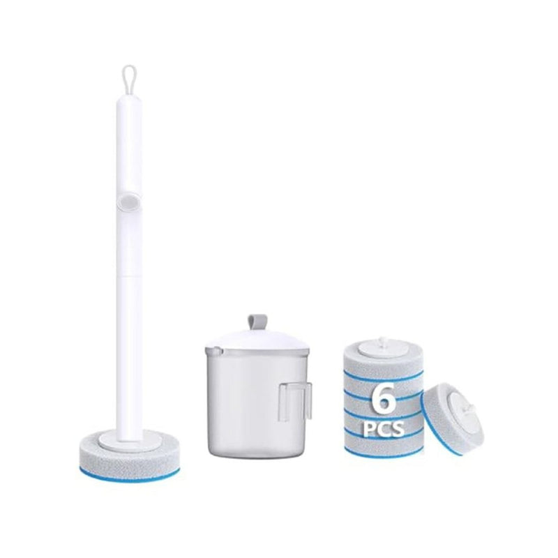 Disposable Toilet Brush Wand with Refill Heads Holder