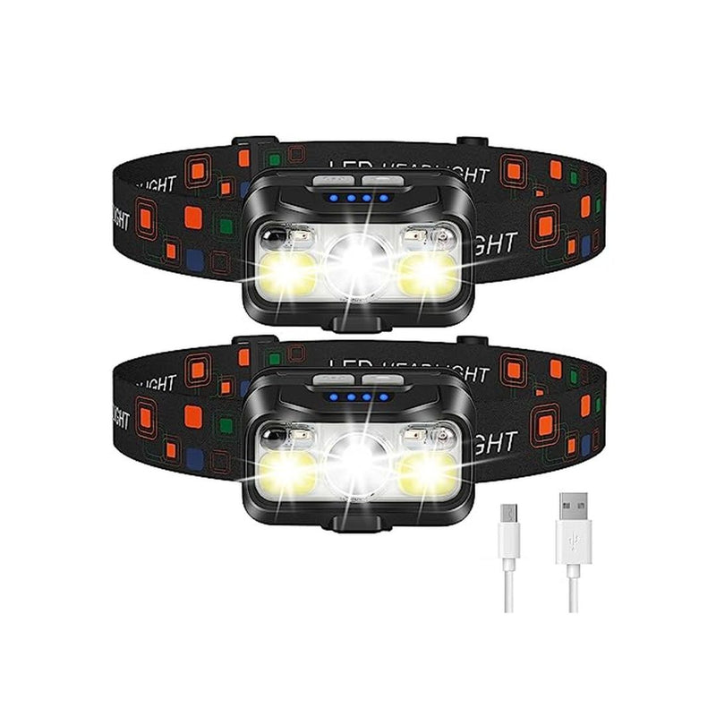 2 Pack Rechargeable LED Headlamp Flashlight