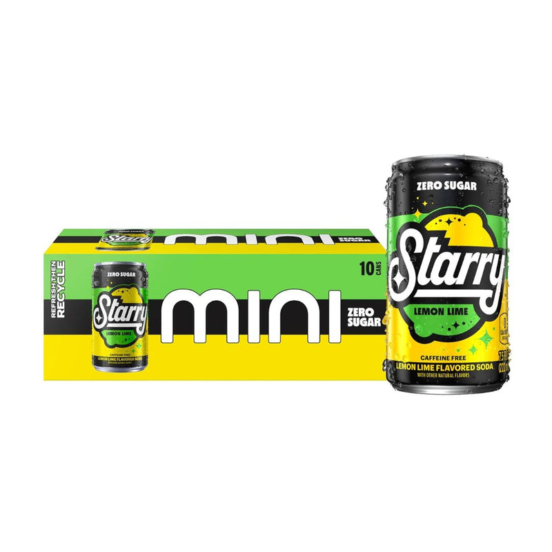 10 Mini Cans of Starry Zero Sugar Lemon Lime Soda