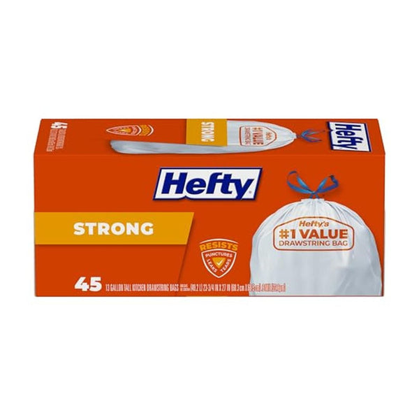 45 Count Hefty 13 Gallon Kitchen Trash Bags Unscented