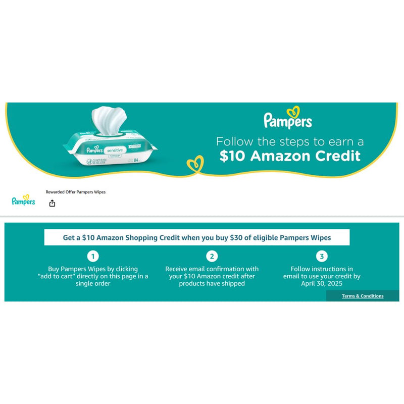 Spend $30 on Pampers Wipes and Get a $10 Amazon Credit!
