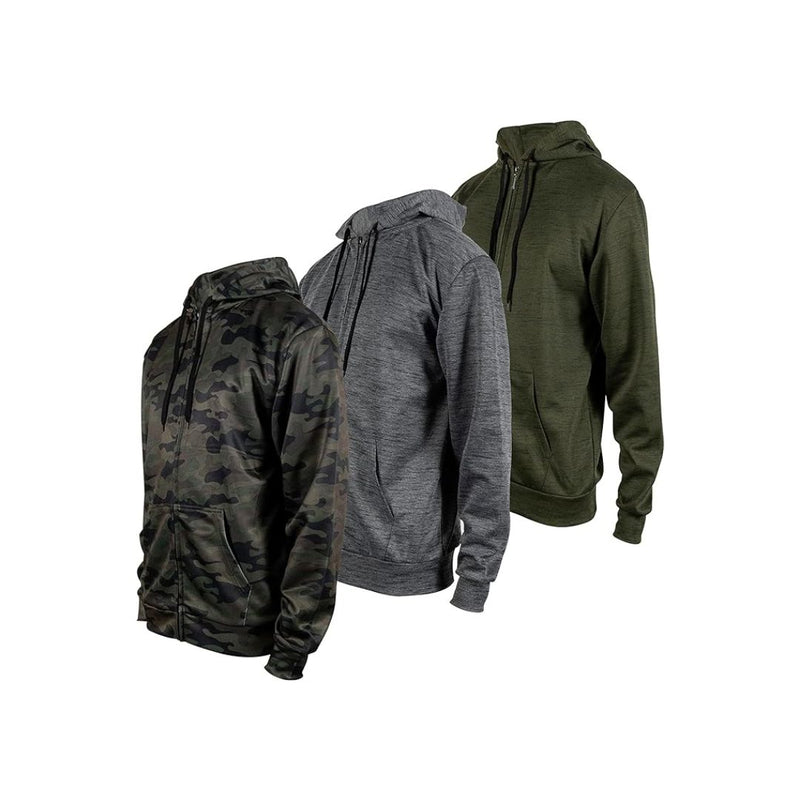 3 Men's Full Zip Up Hoodie Sweatshirt