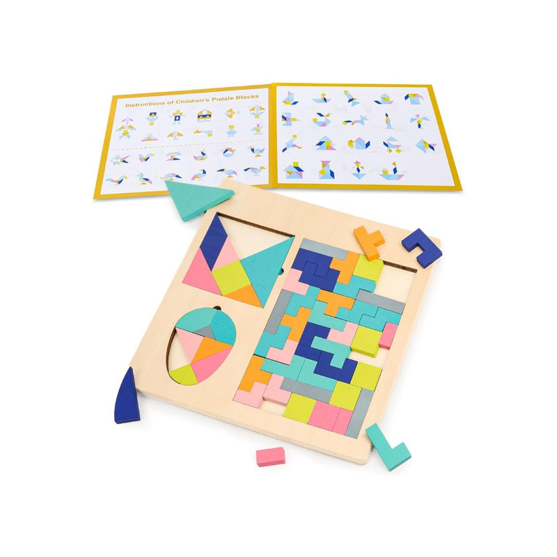 3-in-1 Wooden Blocks Tangram Puzzle