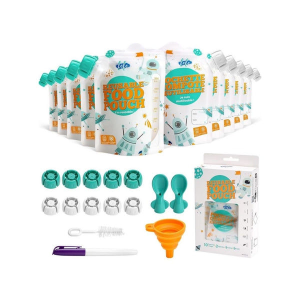 10-Pack of Reusable Baby Food Pouches