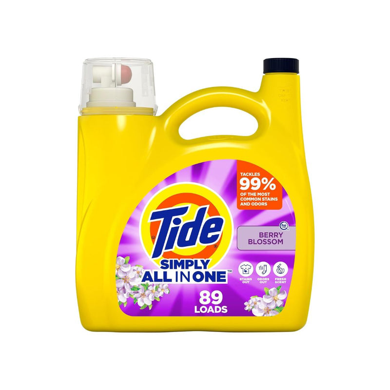 4 Bottles of Tide Simply Clean & Fresh Liquid Laundry Detergent, Berry Blossom Scent