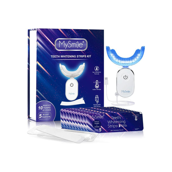 10 Pcs MySmile Teeth Whitening Strips Kit With LED Light