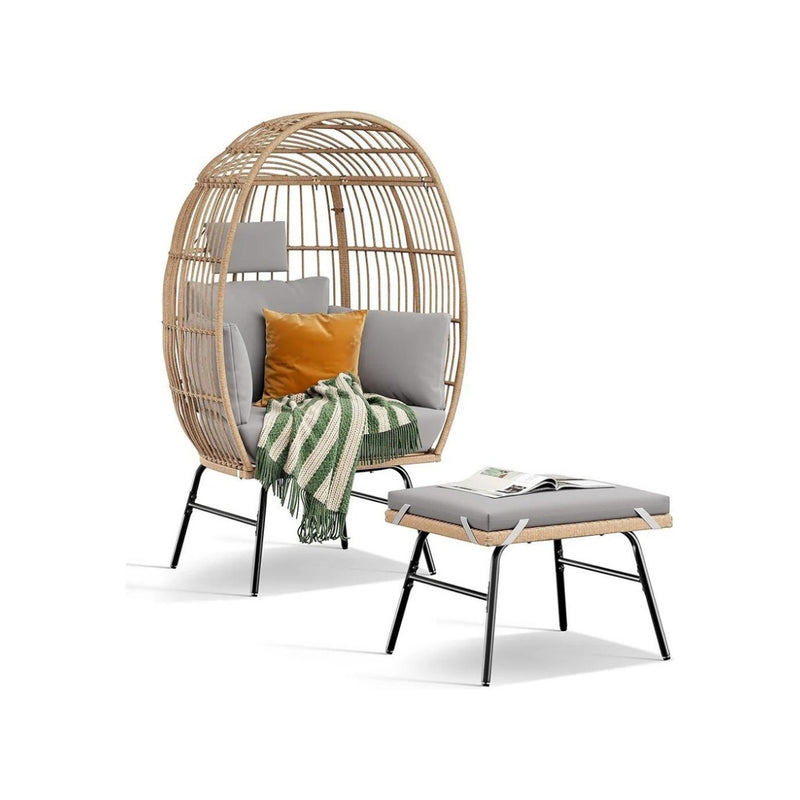 Outdoor Egg Chair with Footrest