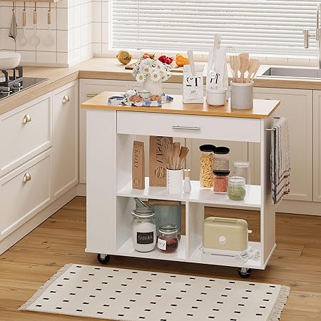3-Shelf Kitchen Island w/ Wheels