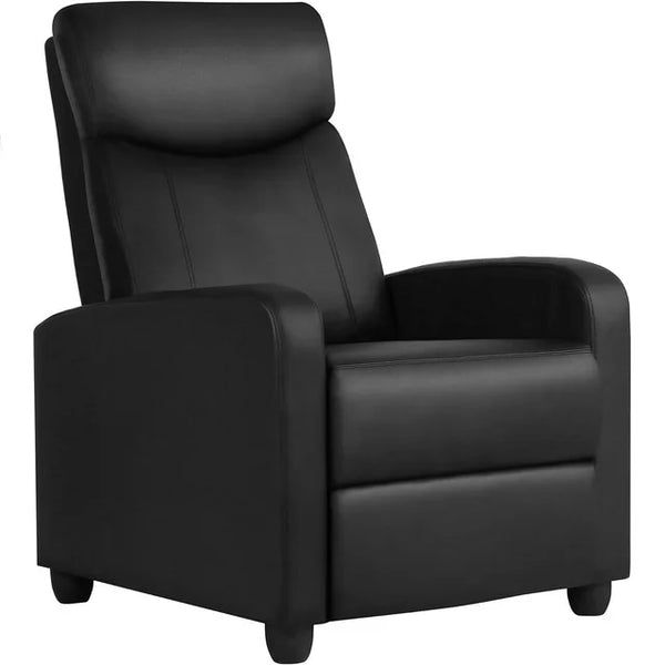 Faux Leather Push Back Theater Recliner Chair with Footrest (3 Colors)