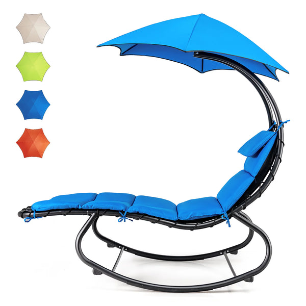Hammock Swing Lounger Chair With Shade Canopy Padded Cushion