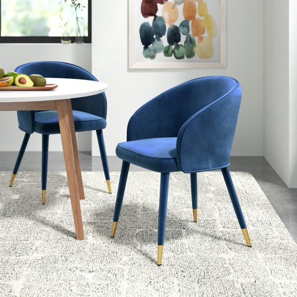 Set of 2 Upholstered Dining Chair with Gold Trim