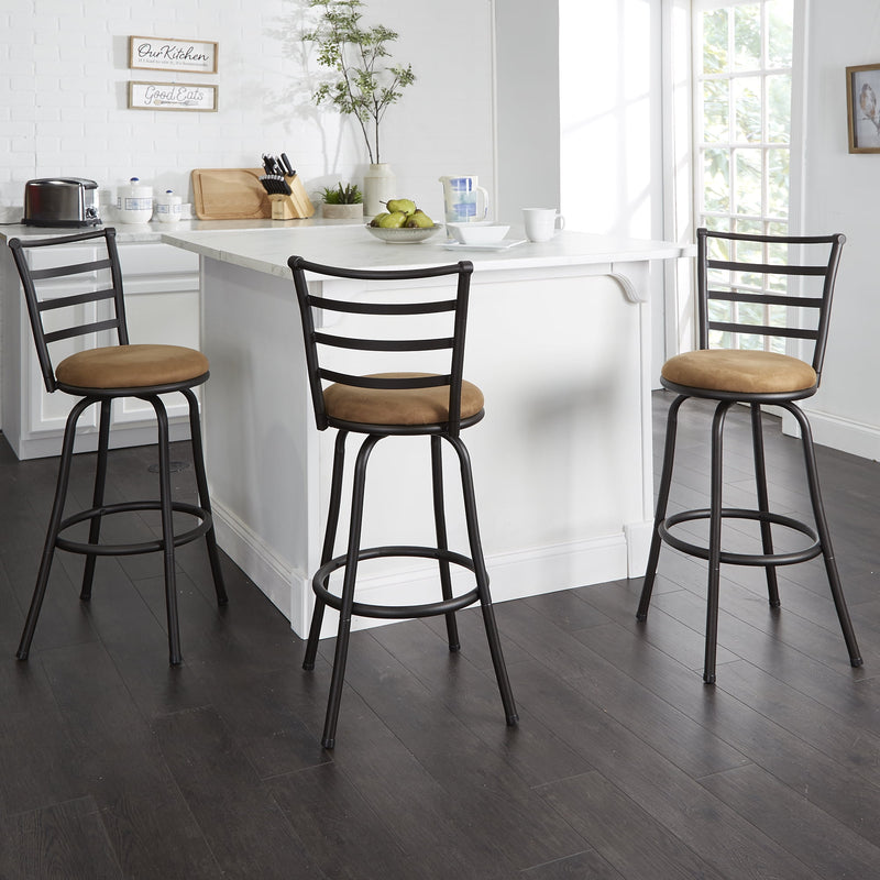Mainstays 3-Pack Indoor Adjustable Ladder Back Swivel Barstools