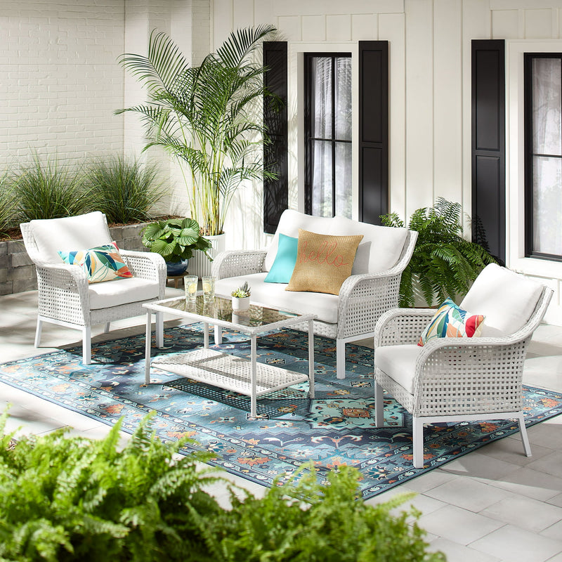 Mainstays Tuscany 4-Piece Wicker and Steel Outdoor Conversation Set (3 Colors)