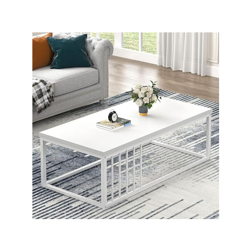 Modern Wood and Metal Rectangle Coffee Table 43.3 Inch