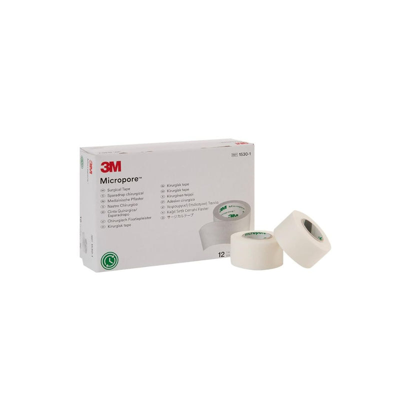 3M Micropore Surgical Tape 1530-1, 1 IN x 10 YD (2,5cm x 9,1m), 12 Rolls/Carton