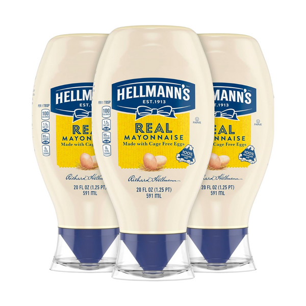 3 Hellmann's Real Mayonnaise Squeeze Bottles