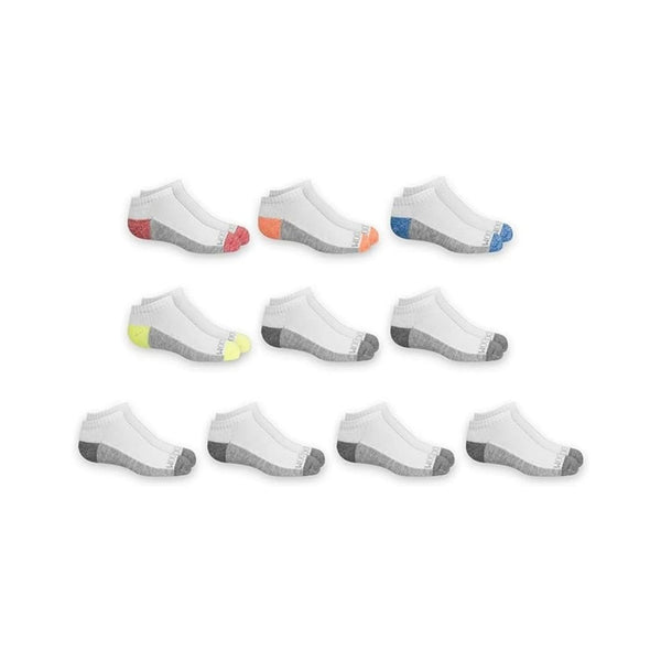 10 Pairs of Fruit of the Loom Boys’ Little Half Cushion No Show Socks (Shoe Size: 4.5-8.5)