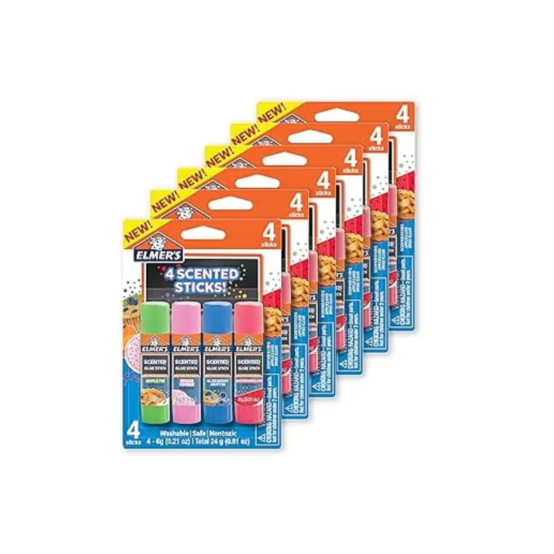 6 Packs of 4 Elmer’s Scented Glue Sticks, Washable, Assorted Scents