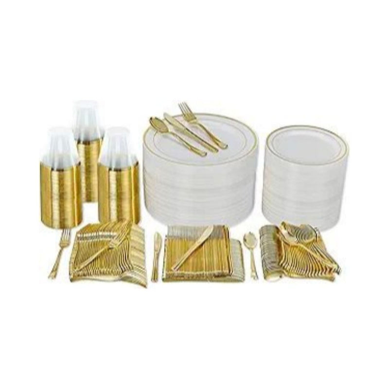 600 Piece Plastic Disposable Dinnerware Set