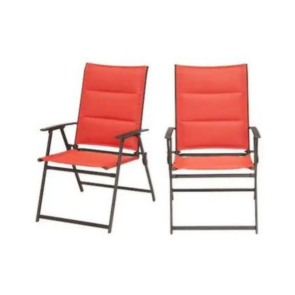 2-Pack StyleWell Steel Padded Sling Folding Outdoor Patio Chairs