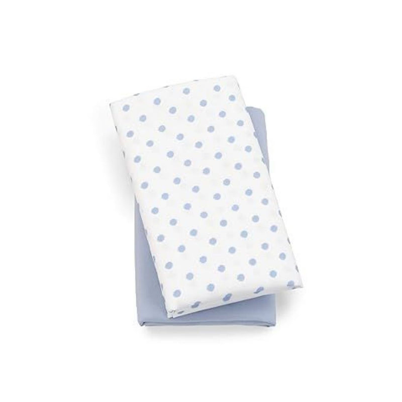 2 Pack Of Chicco Lullaby Blue Dot Playard Sheets