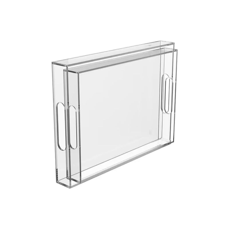 2-Pack 16x12x2 Inch Acrylic Serving Tray with Handles