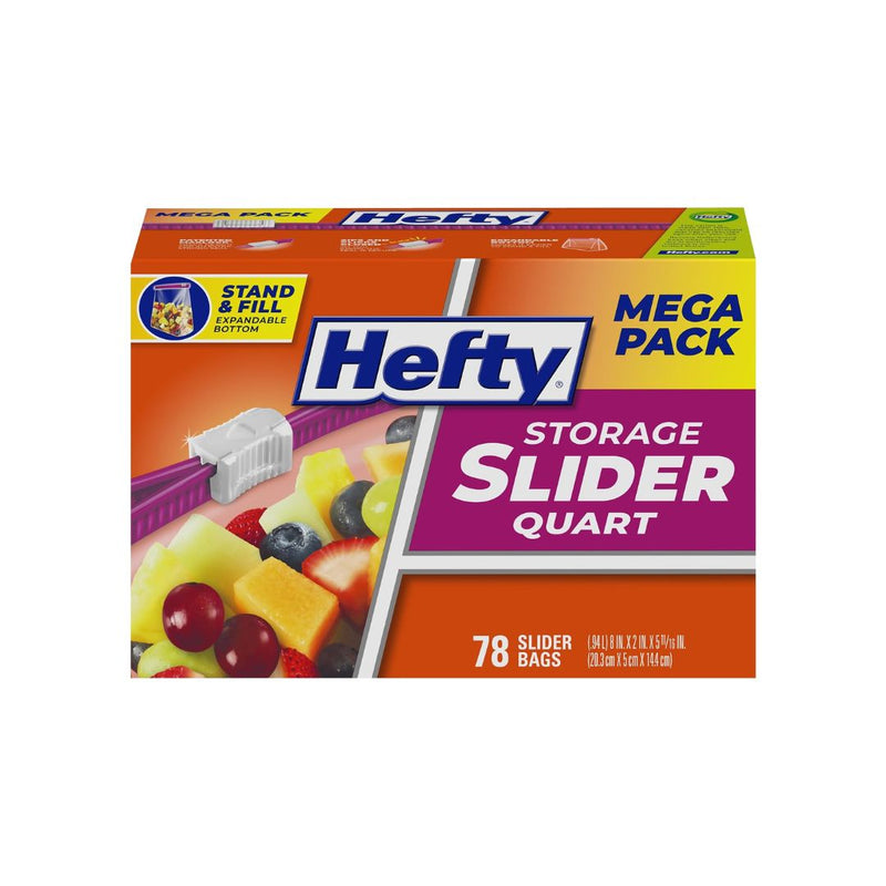 78-Count Hefty Slider Storage Bags, Quart Size
