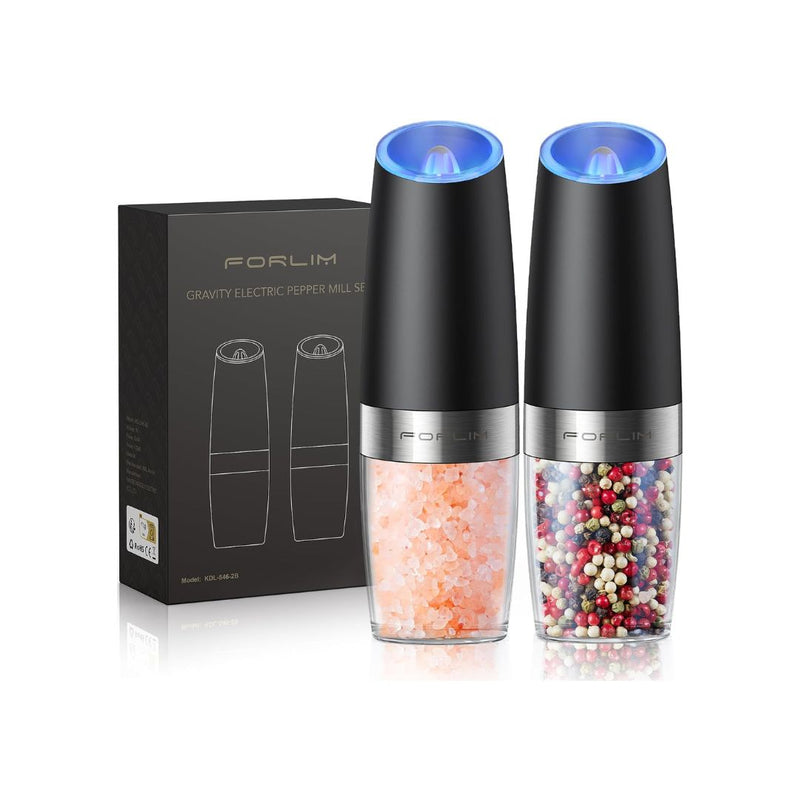 Set of 2 Gravity Electric Salt and Pepper Grinder Set with LED
