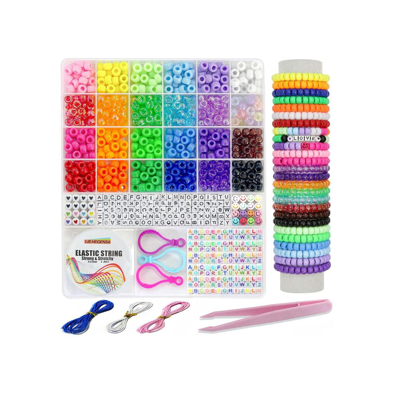 1100-PCS Pony Beads Bracelet Making Kits