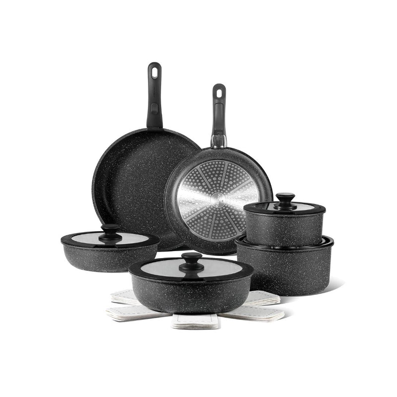 17-Piece Nonstick Cookware Set with Detachable Handle