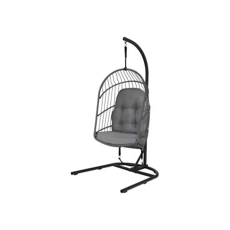 Hanging Wicker Egg Chair with Stand and Cushion