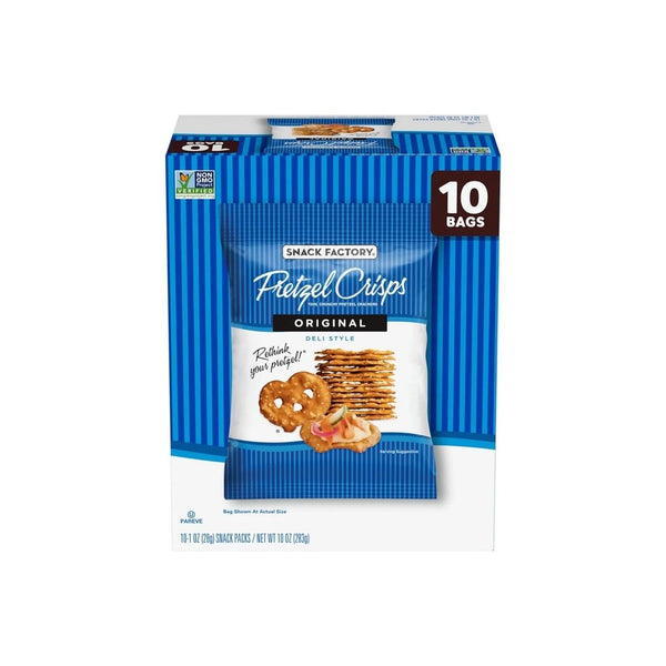 10 Bags of Snack Factory Pretzel Crisps, Original