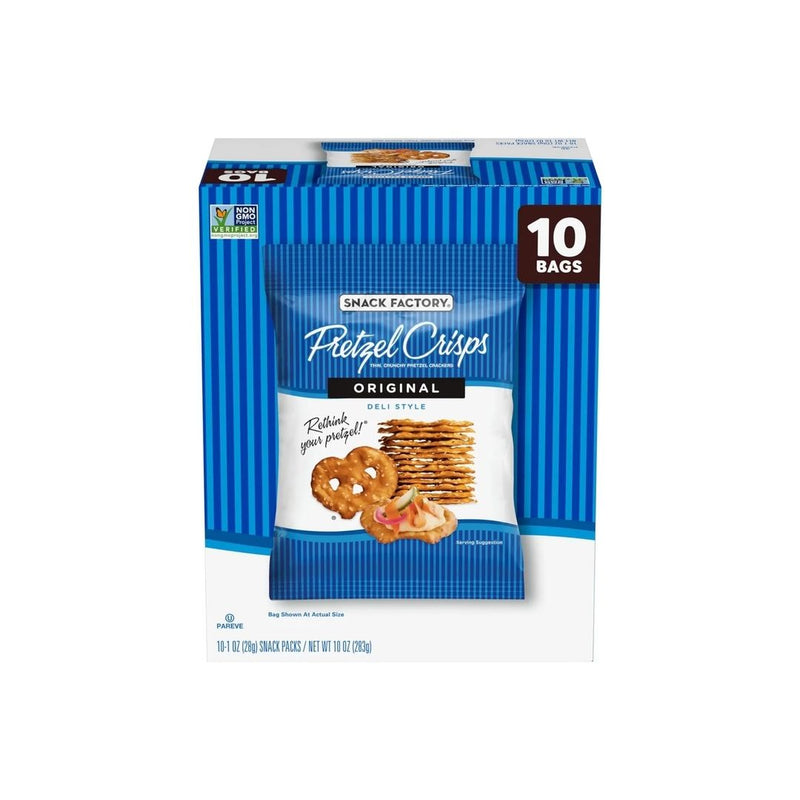 10 Bags of Snack Factory Pretzel Crisps, Original