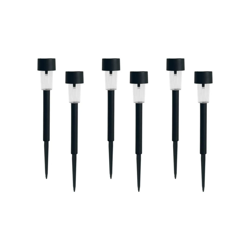 6-Ct Mainstays Solar Powered Black Classic Column LED Path Light and Landscape Light