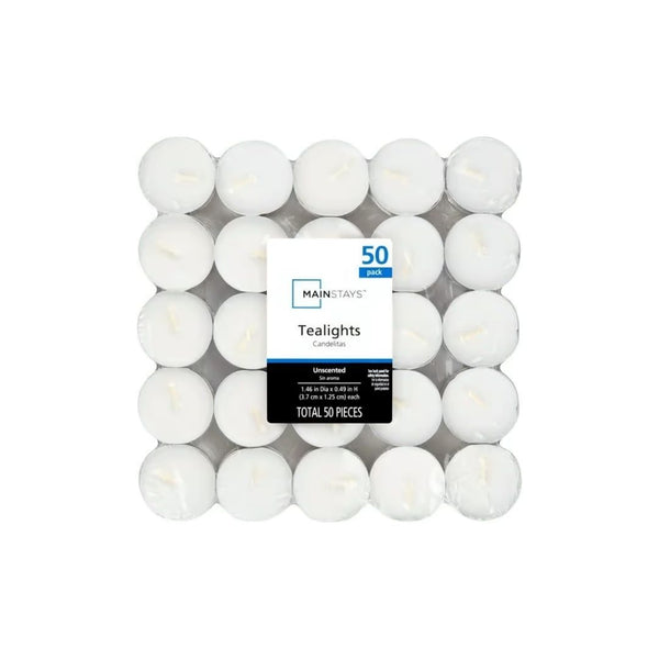 50-Count White Unscented Tealight Candles