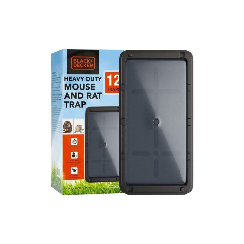 12 Pre-Baited BLACK+DECKER Heavy Duty-Sticky Mouse Traps
