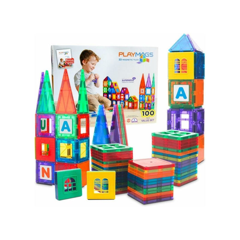 Playmags 100-Piece Magnetic Tiles