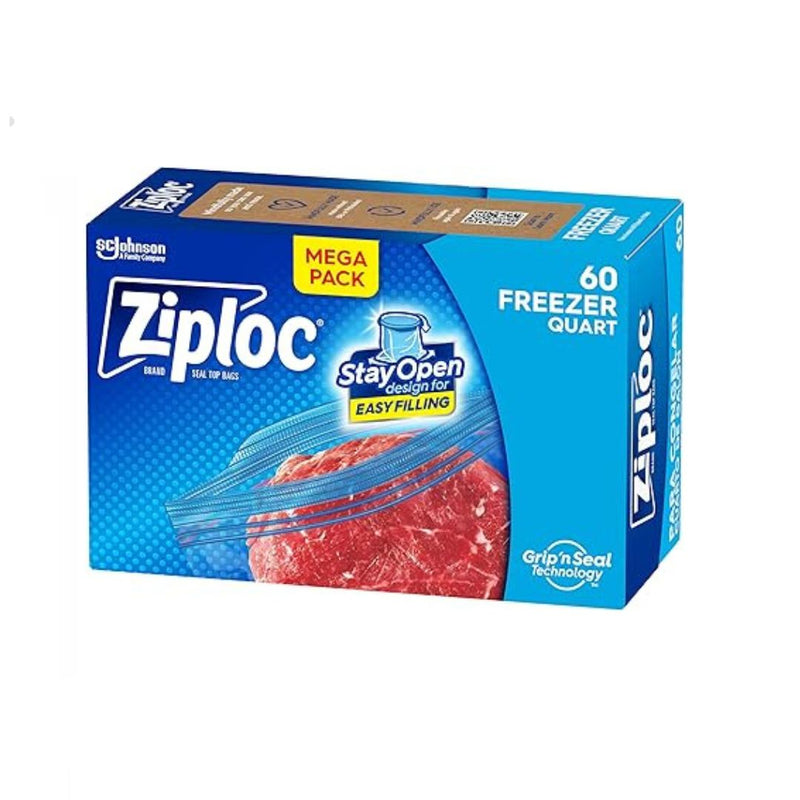 60-Count Ziploc Quart Freezer Bags