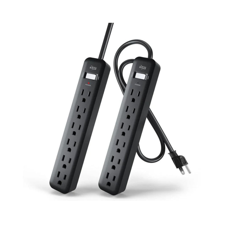 2 Pack KMC 6-Outlet Power Strip with Extension Cord