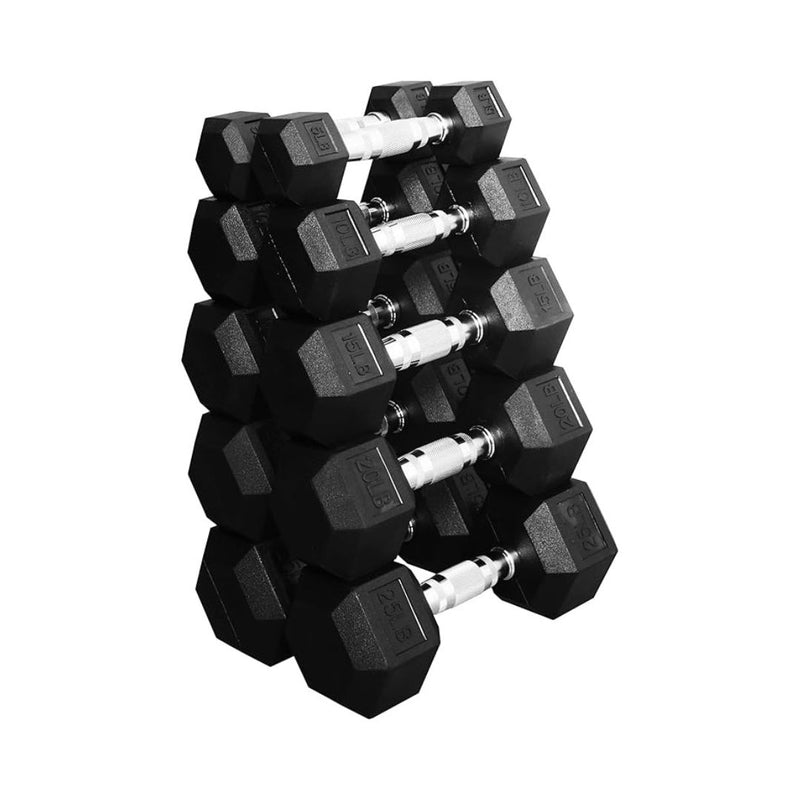 Premium Rubber Coated Hex Dumbbell Weight Set