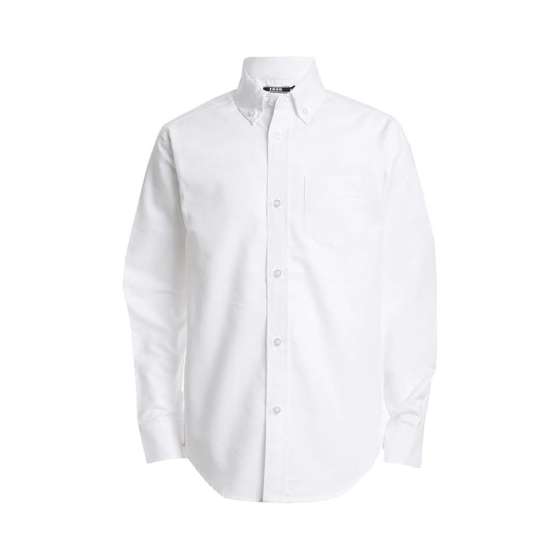 IZOD Boys' Long Sleeve Solid Button-Down Collared Oxford Shirt