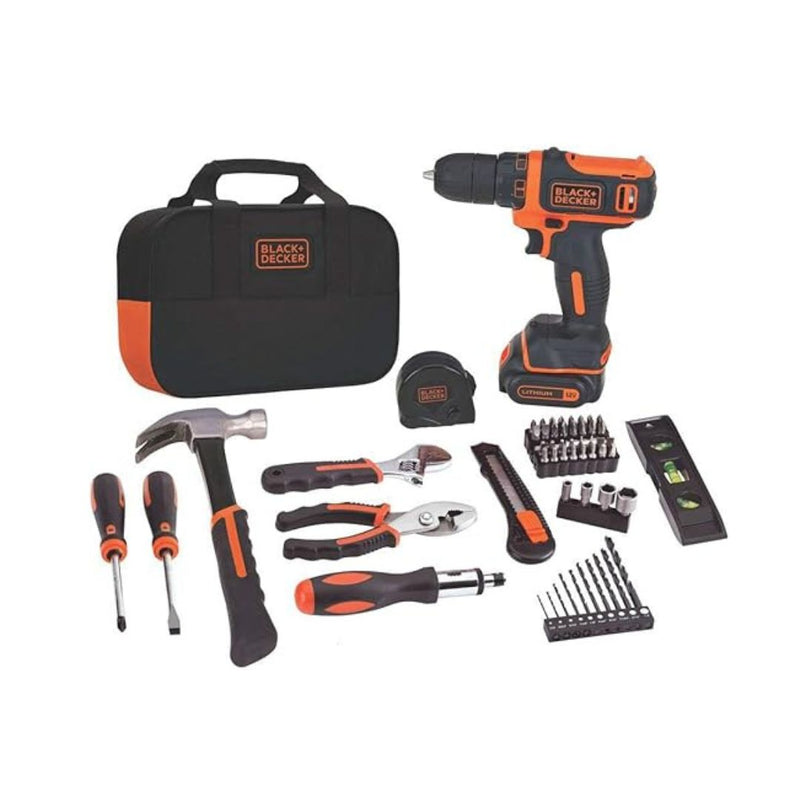 60-Piece BLACK+DECKER 12V MAX Drill & Home Tool Kit