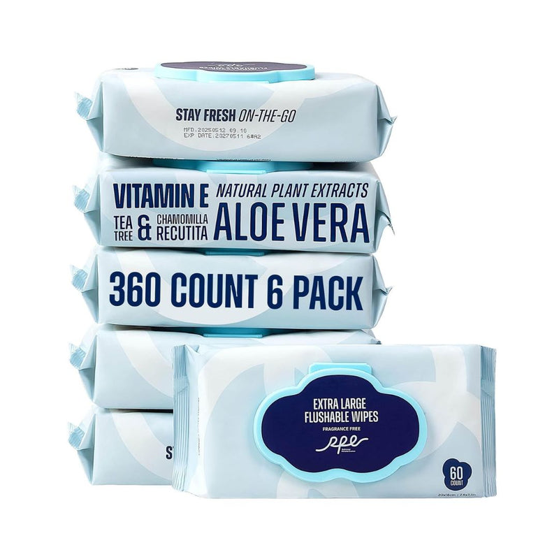 360 Count Flushable Wet Wipes with Vitamin E Aloe