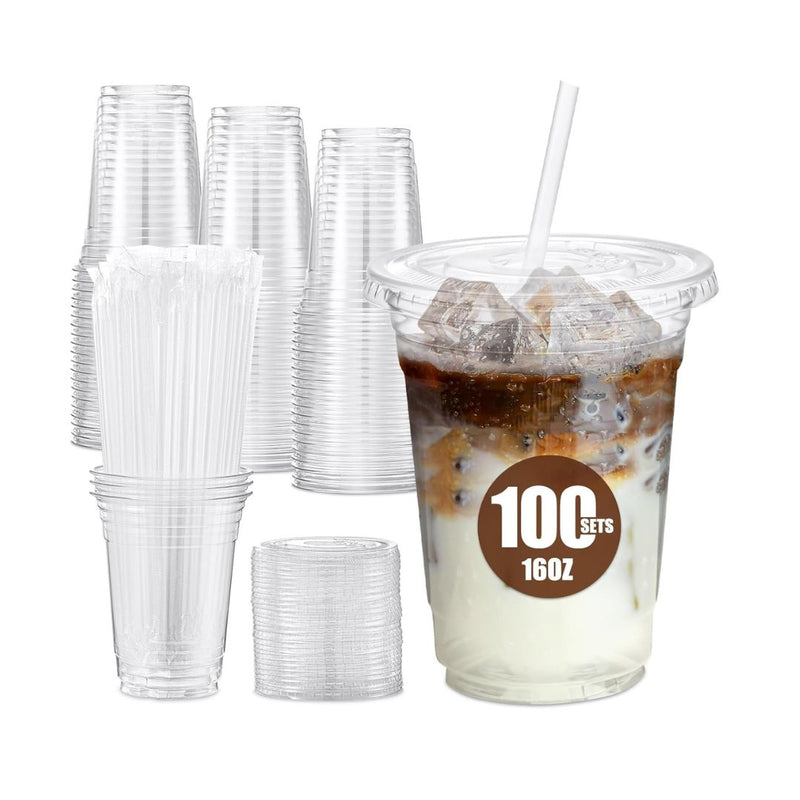 100-Set Plastic Iced Coffee Cups